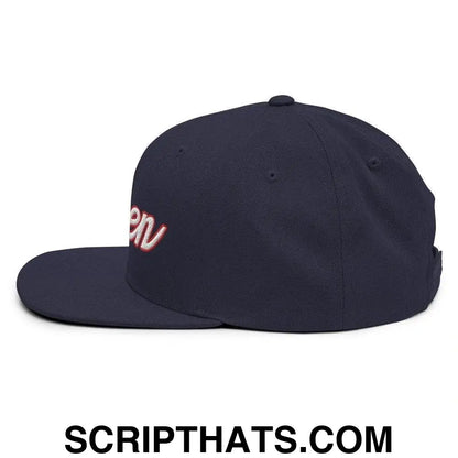 2024 Biden Script Flat Brim Bill Snapback Hat Navy