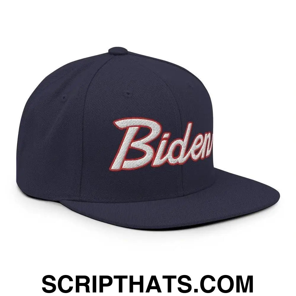 2024 Biden Script Flat Brim Bill Snapback Hat Navy