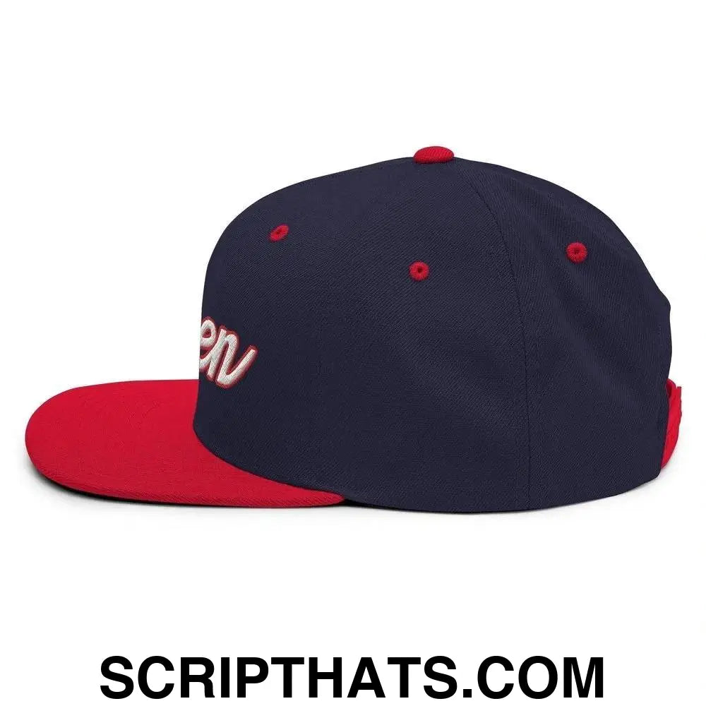 2024 Biden Script Flat Brim Bill Snapback Hat Navy Red