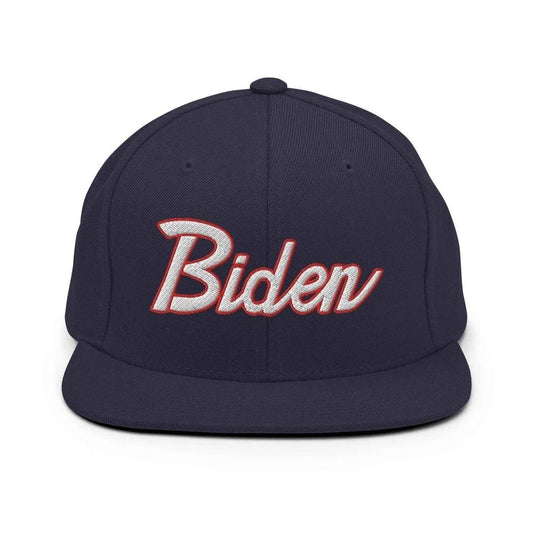 2024 Biden Script Flat Brim Bill Snapback Hat Navy