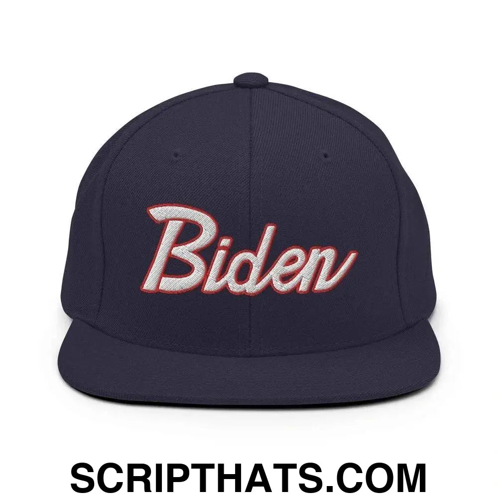 2024 Biden Script Flat Brim Bill Snapback Hat Navy