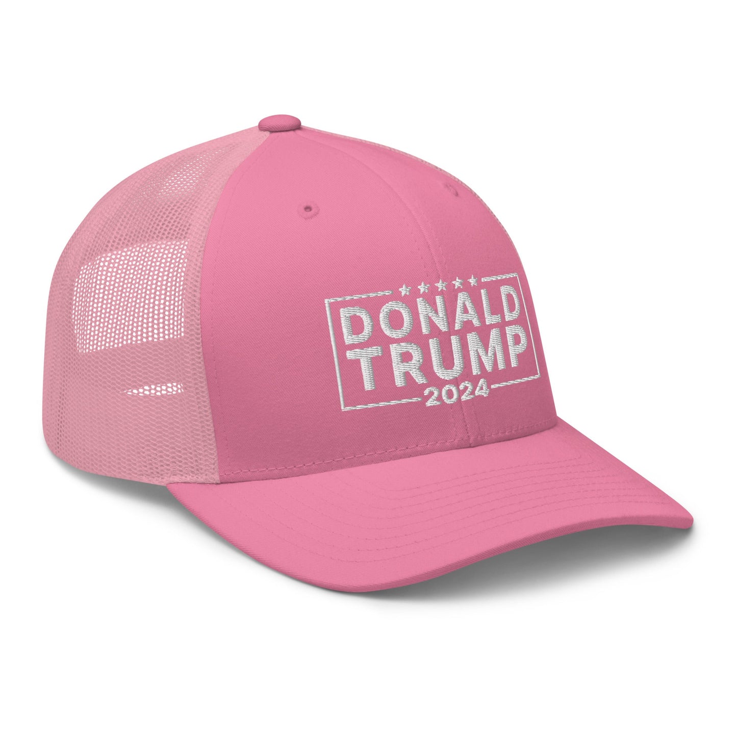 2024 Donald Trump Snapback Trucker Hat Pink