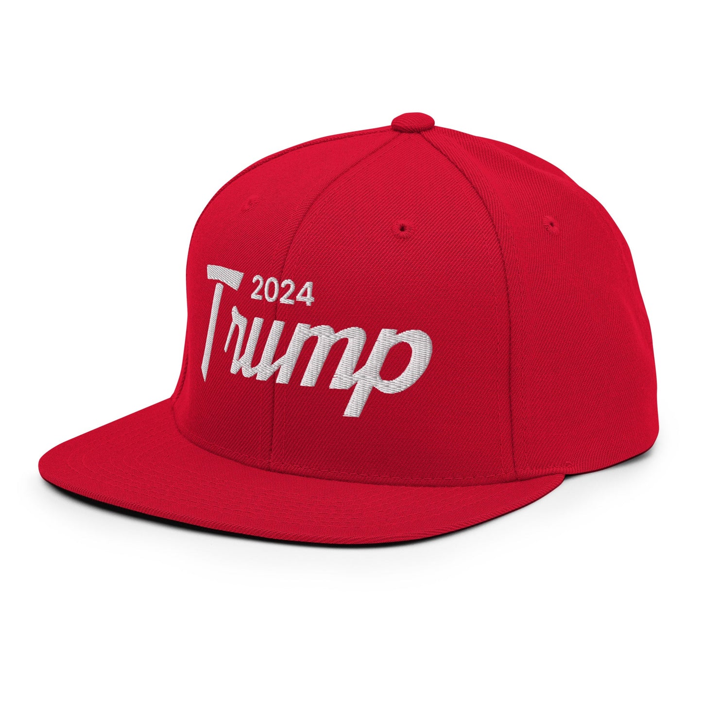 2024 Trump Script Flat Bill Brim Snapback Hat Red