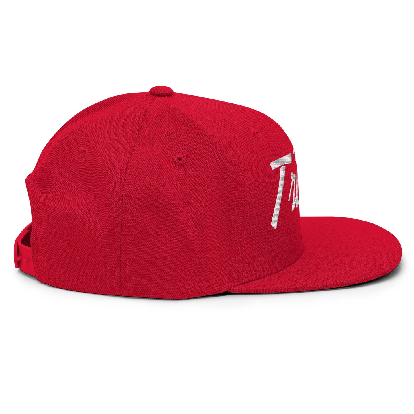 2024 Trump Script Flat Bill Brim Snapback Hat Red