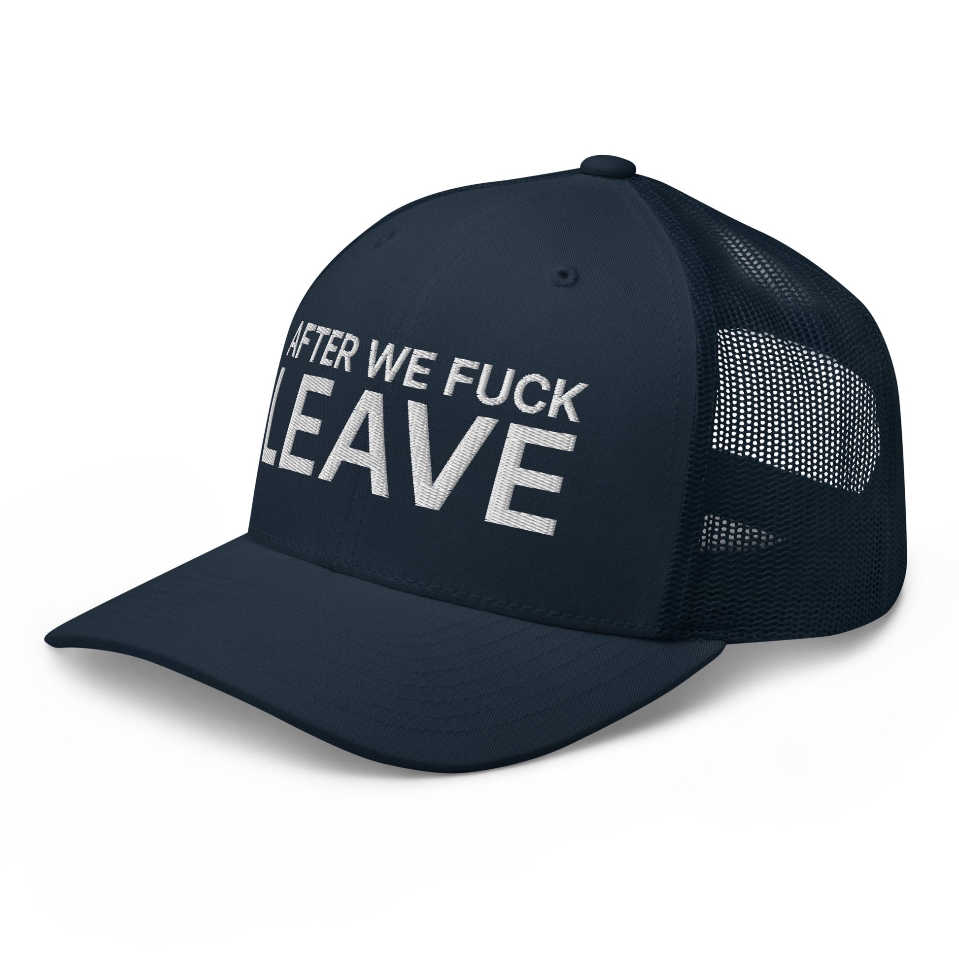 After We Fuck Leave Retro Trucker Hat Navy