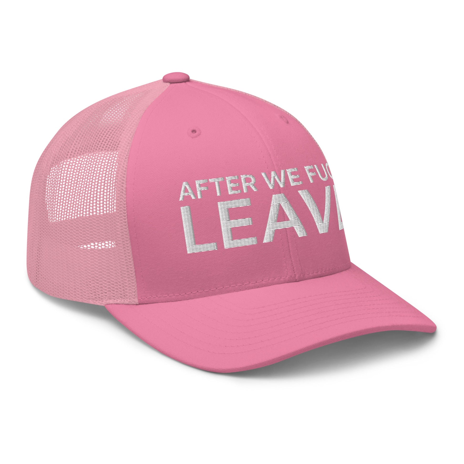 After We Fuck Leave Retro Trucker Hat Pink