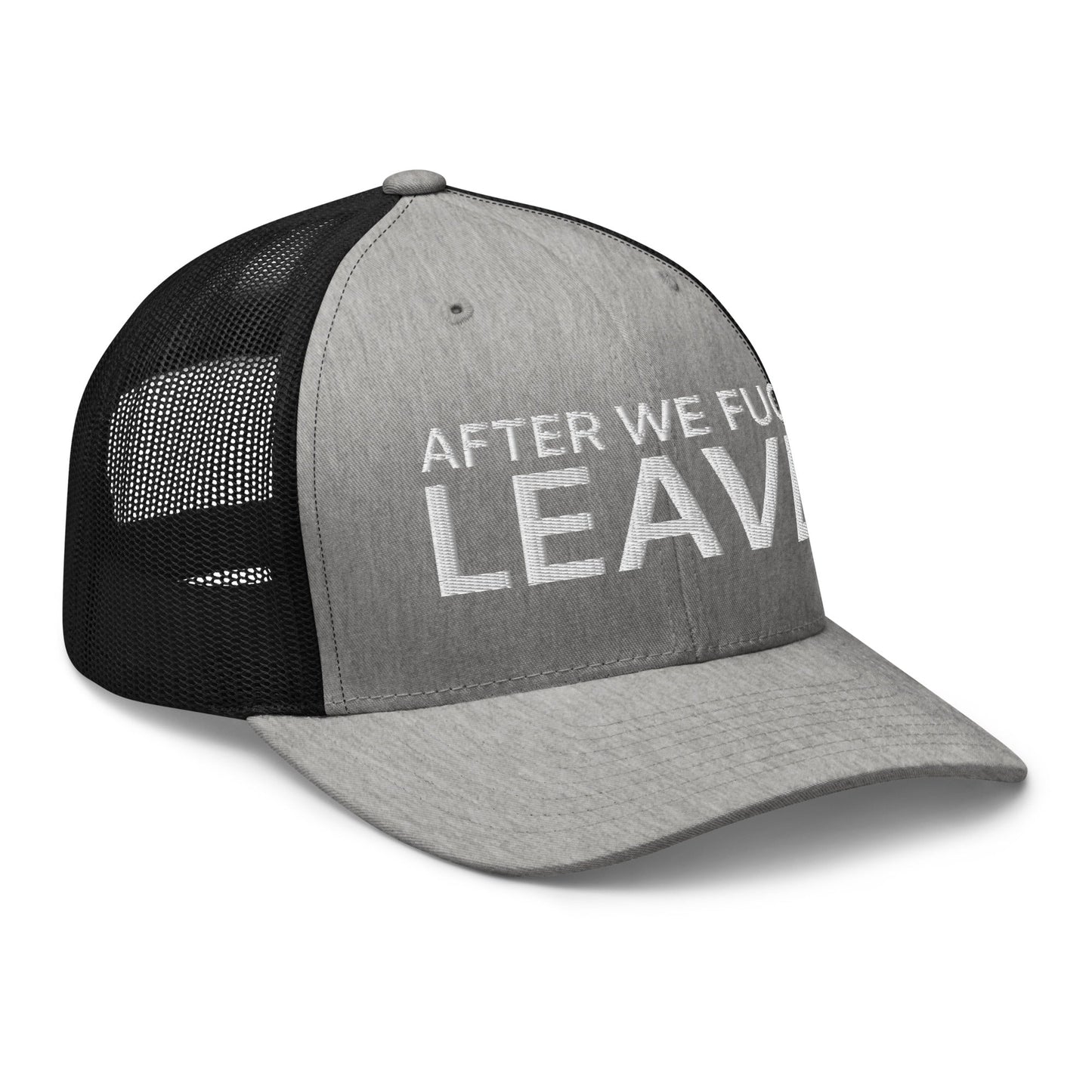 After We Fuck Leave Retro Trucker Hat Heather Black