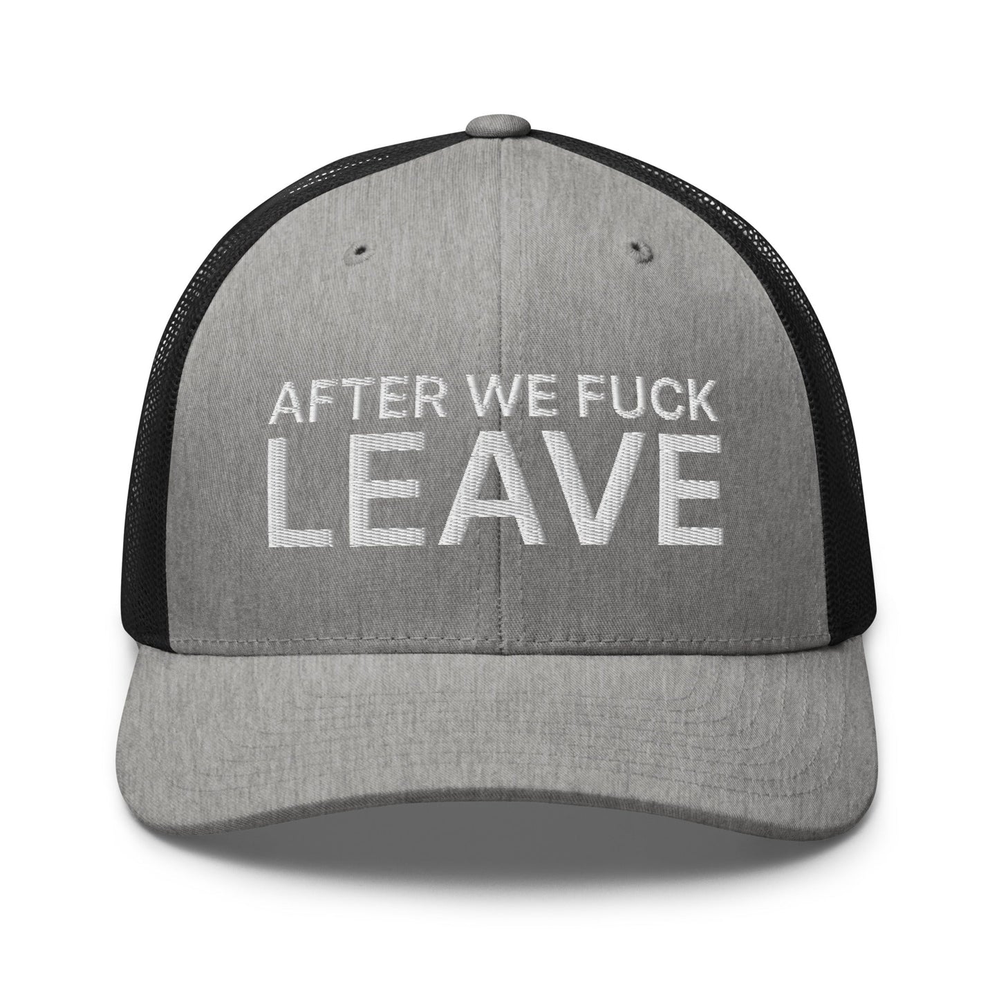 After We Fuck Leave Retro Trucker Hat Heather Black