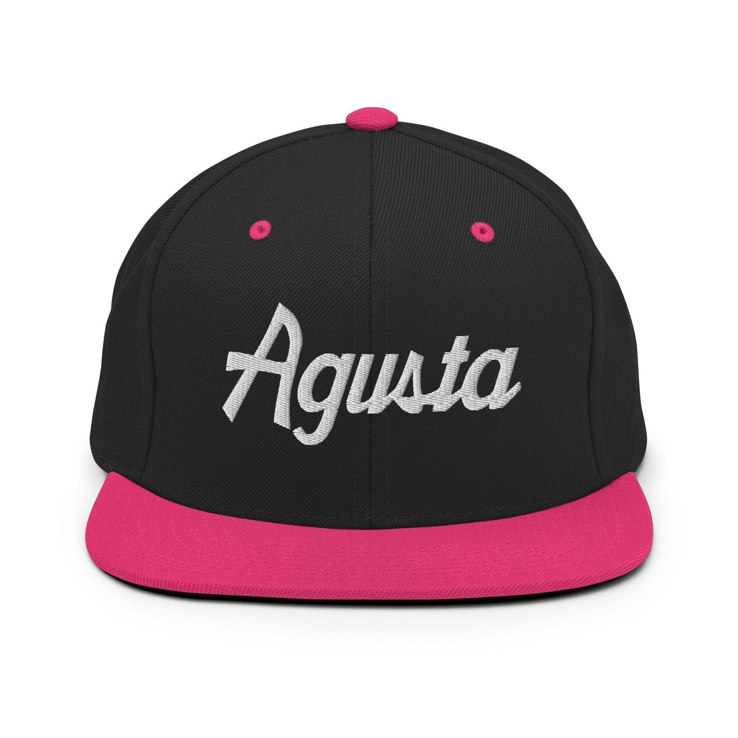 Agusta Script Snapback Hat Black Neon Pink