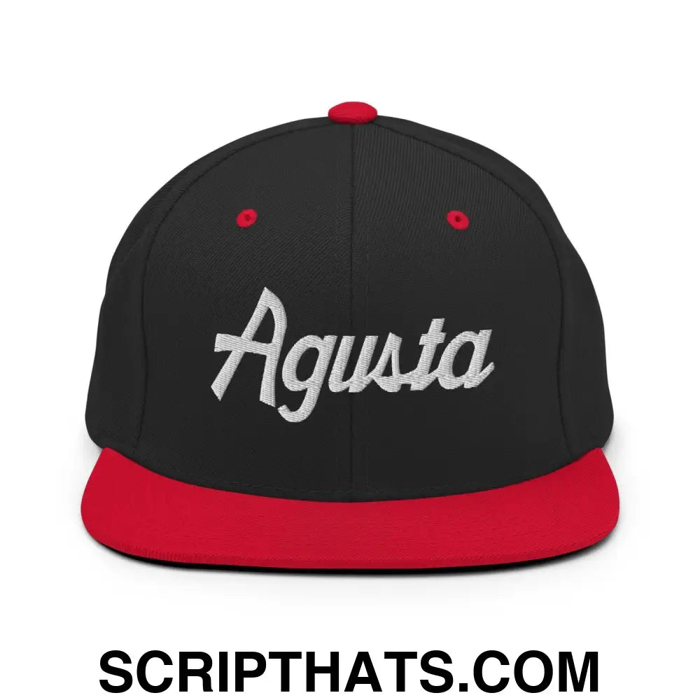 Agusta Script Snapback Hat Black Red