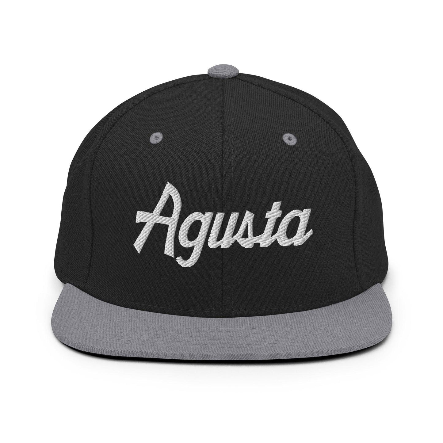 Agusta Script Snapback Hat Black Silver