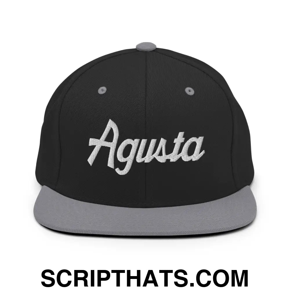 Agusta Script Snapback Hat Black Silver