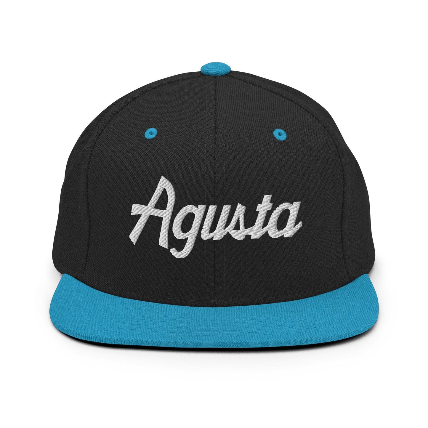 Agusta Script Snapback Hat Black Teal