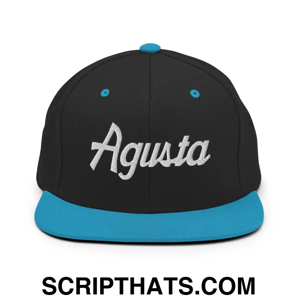 Agusta Script Snapback Hat Black Teal