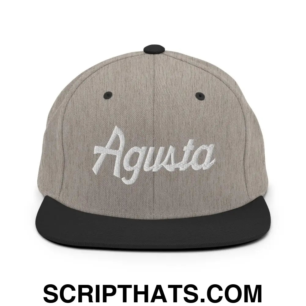 Agusta Script Snapback Hat Heather Black