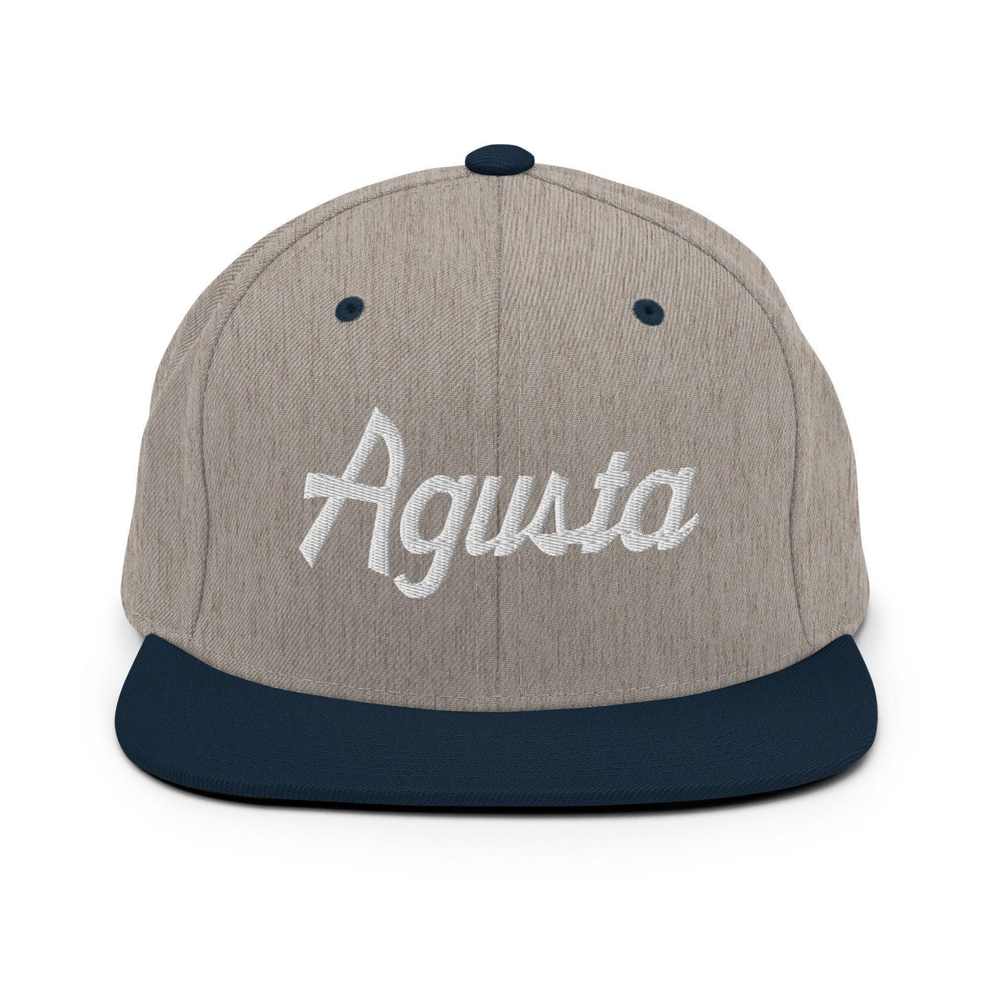 Agusta Script Snapback Hat Heather Grey Navy