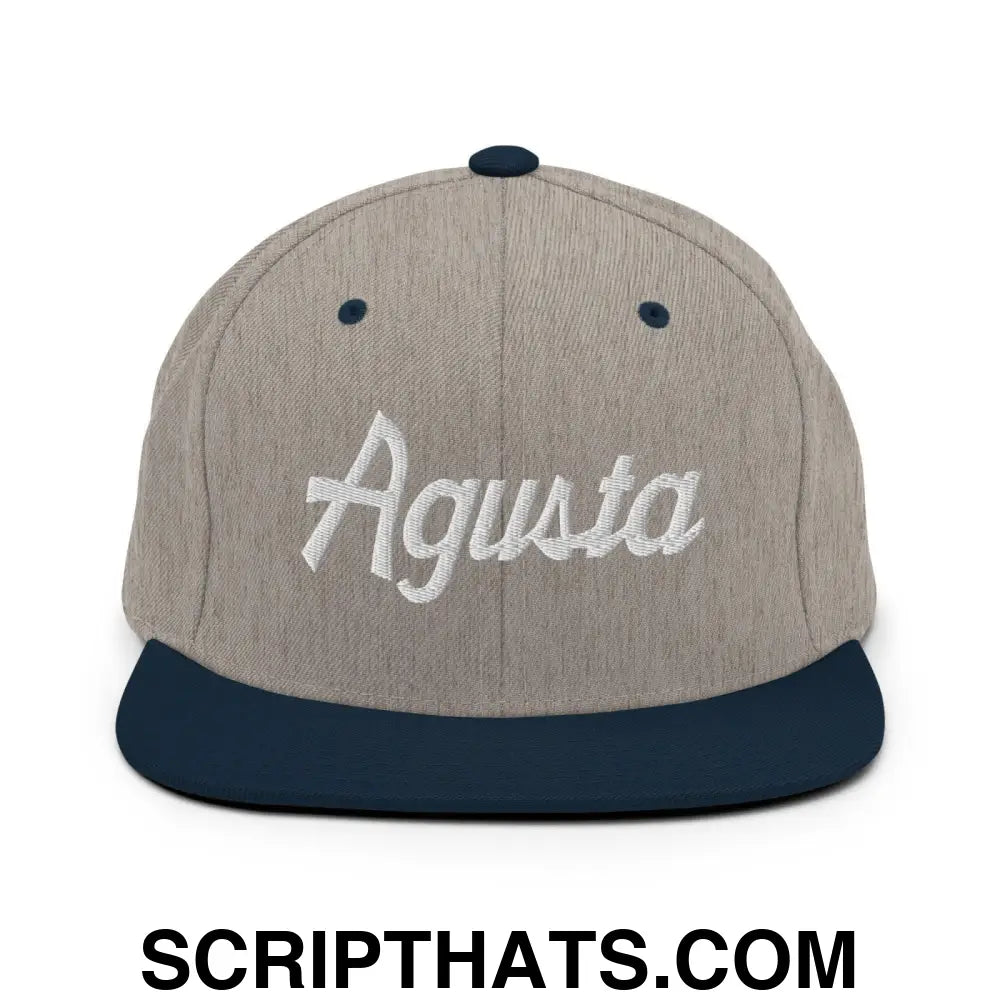 Agusta Script Snapback Hat Heather Grey Navy