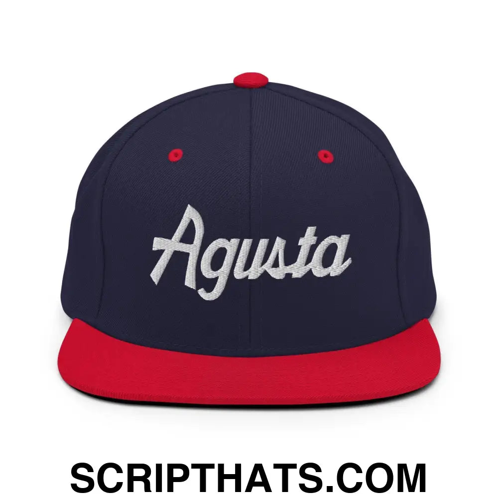 Agusta Script Snapback Hat Navy Red