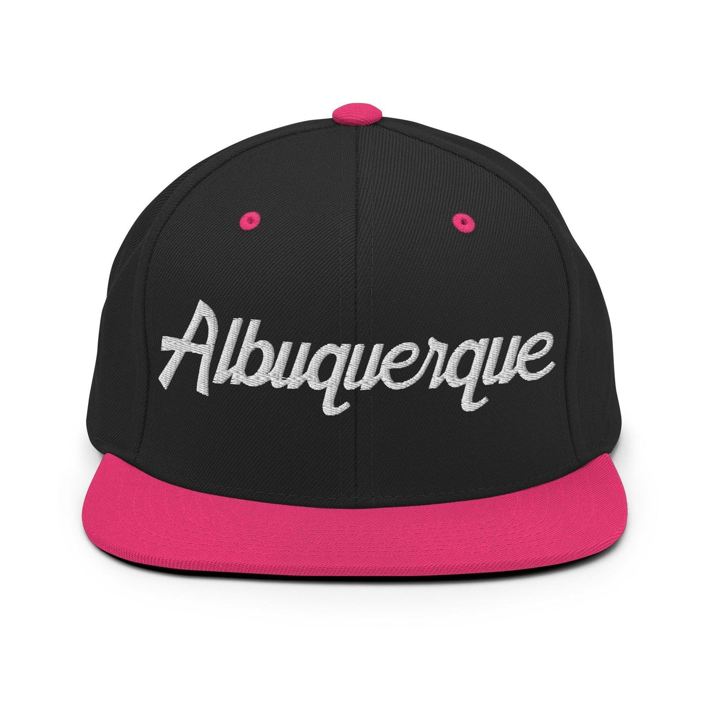 Albuquerque Script Snapback Hat Black Neon Pink