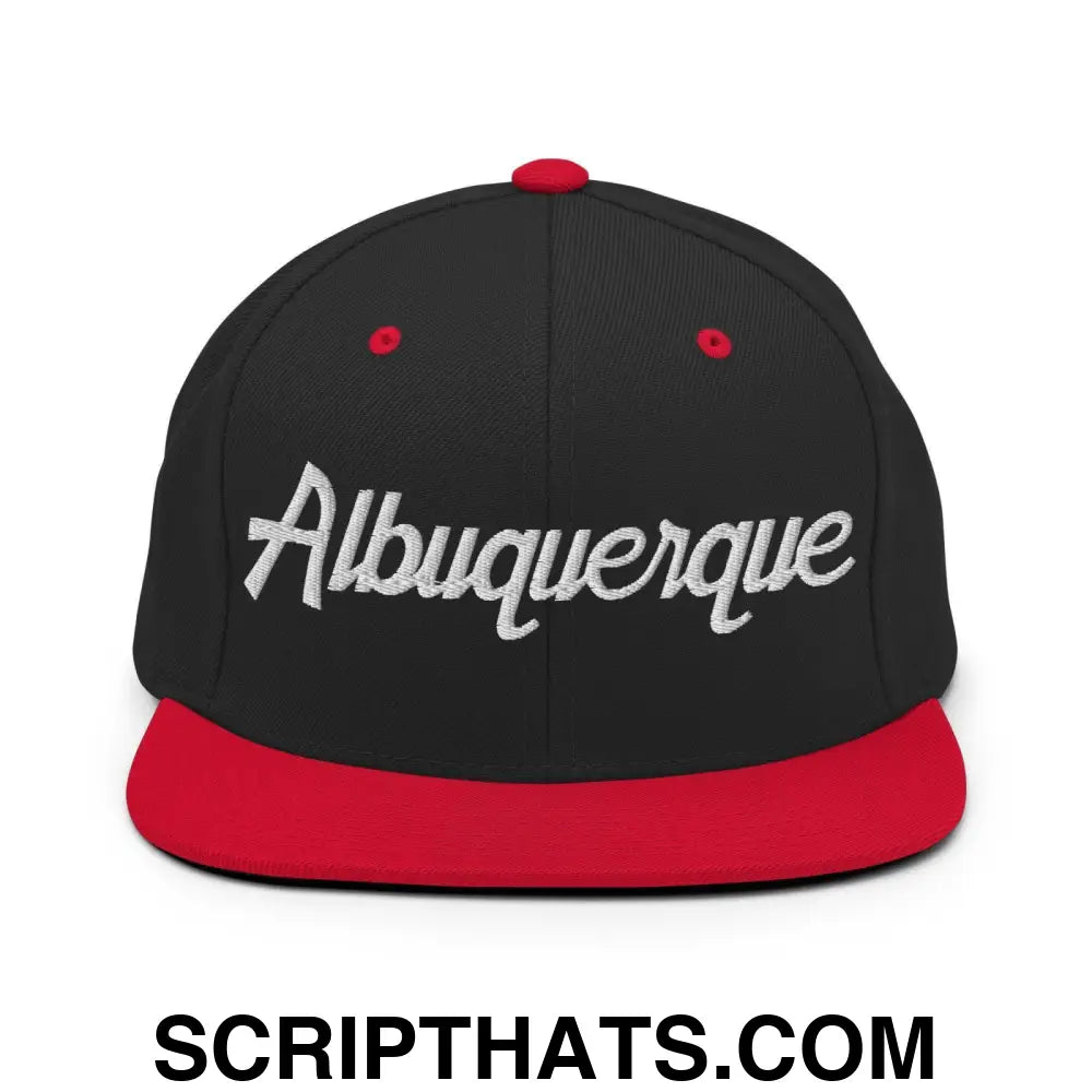 Albuquerque Script Snapback Hat Black Red