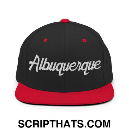 Albuquerque Script Snapback Hat Black Red