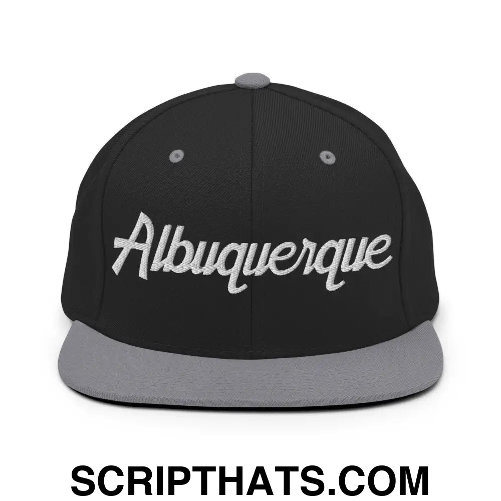 Albuquerque Script Snapback Hat Black Silver