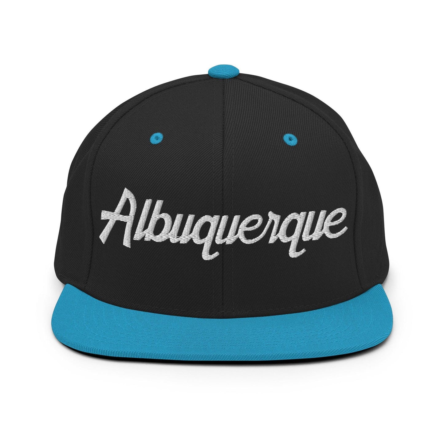 Albuquerque Script Snapback Hat Black Teal