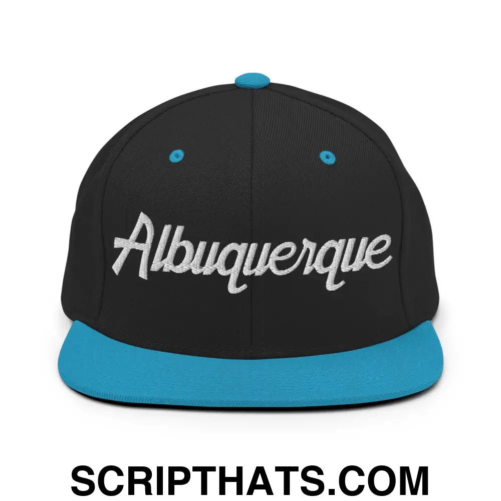 Albuquerque Script Snapback Hat Black Teal