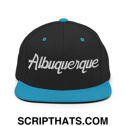 Albuquerque Script Snapback Hat Black Teal