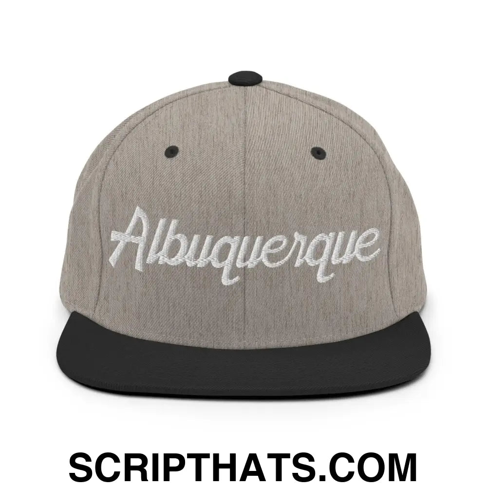 Albuquerque Script Snapback Hat Heather Black