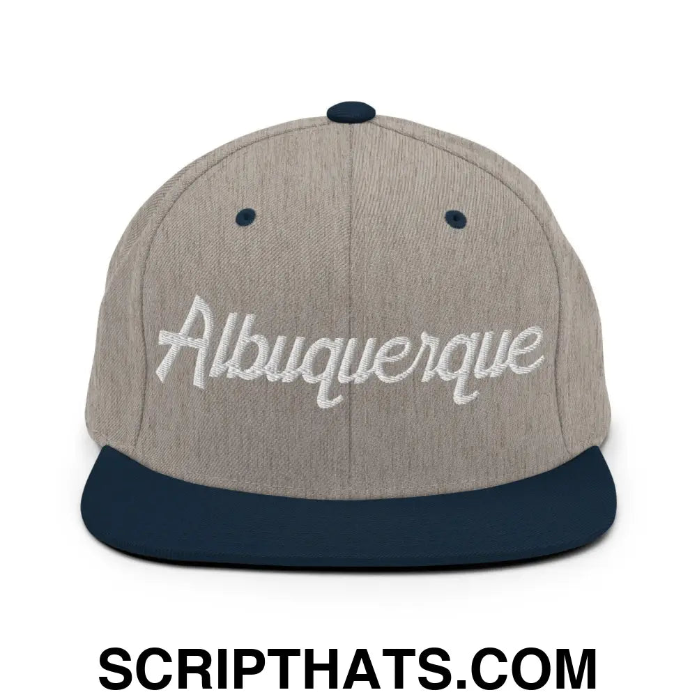 Albuquerque Script Snapback Hat Heather Grey Navy