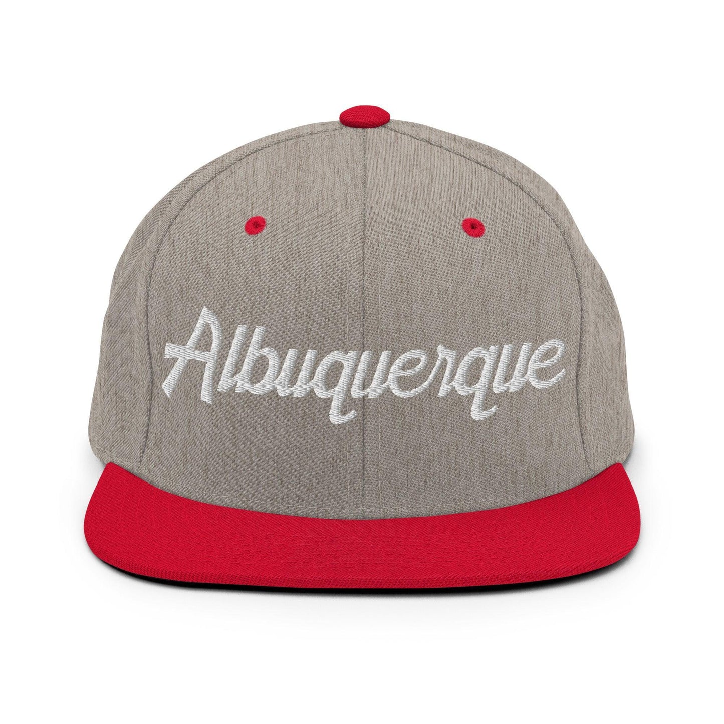 Albuquerque Script Snapback Hat Heather Grey Red