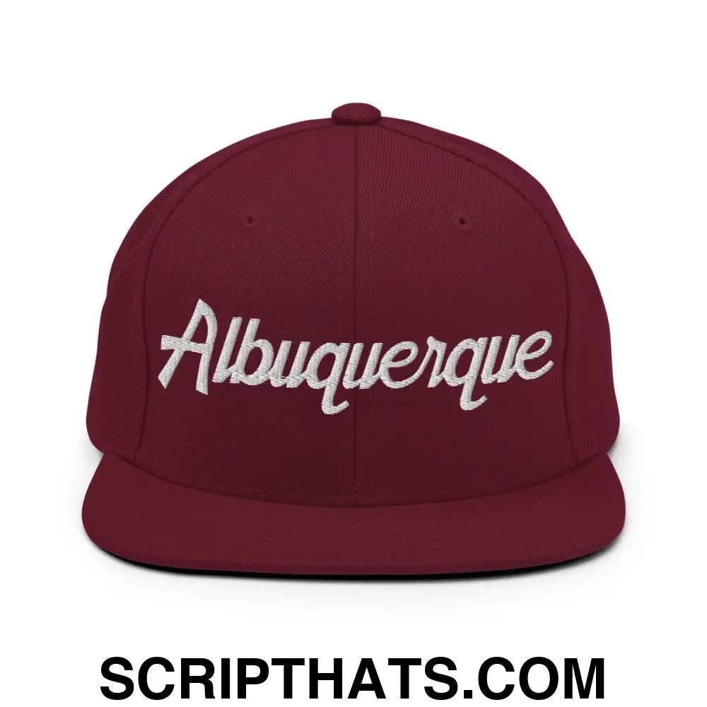 Albuquerque Script Snapback Hat Maroon