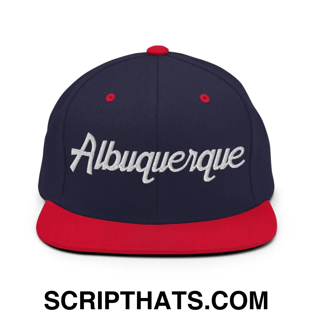 Albuquerque Script Snapback Hat Navy Red