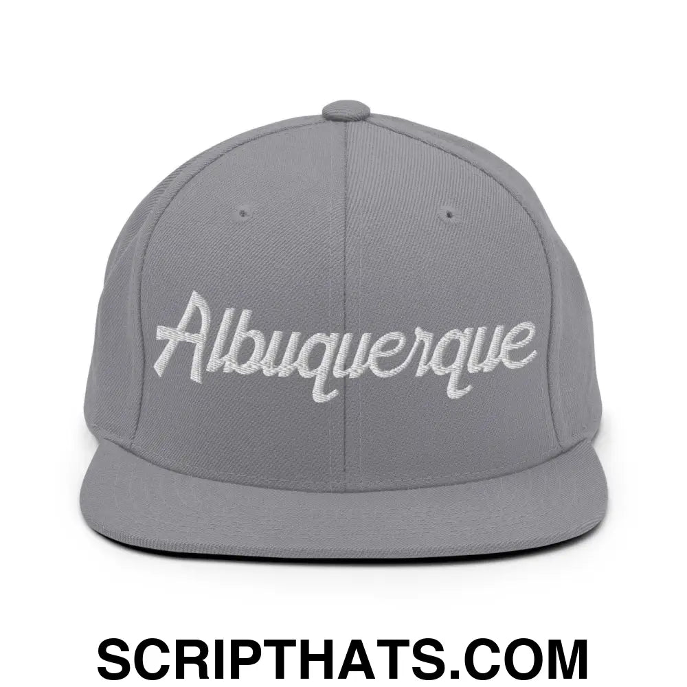 Albuquerque Script Snapback Hat Silver