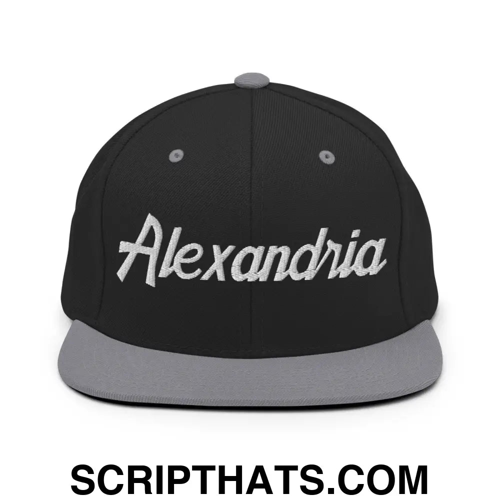 Alexandria Script Snapback Hat Black Silver