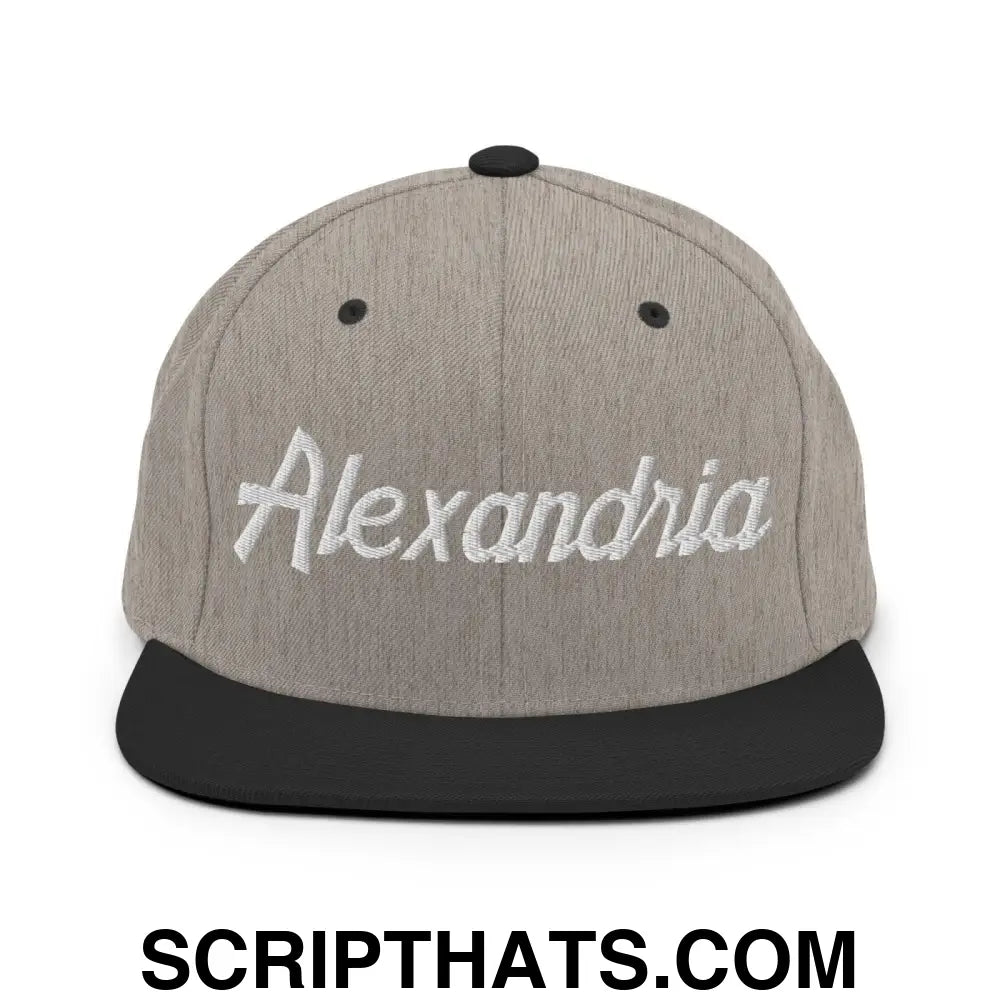 Alexandria Script Snapback Hat Heather Black