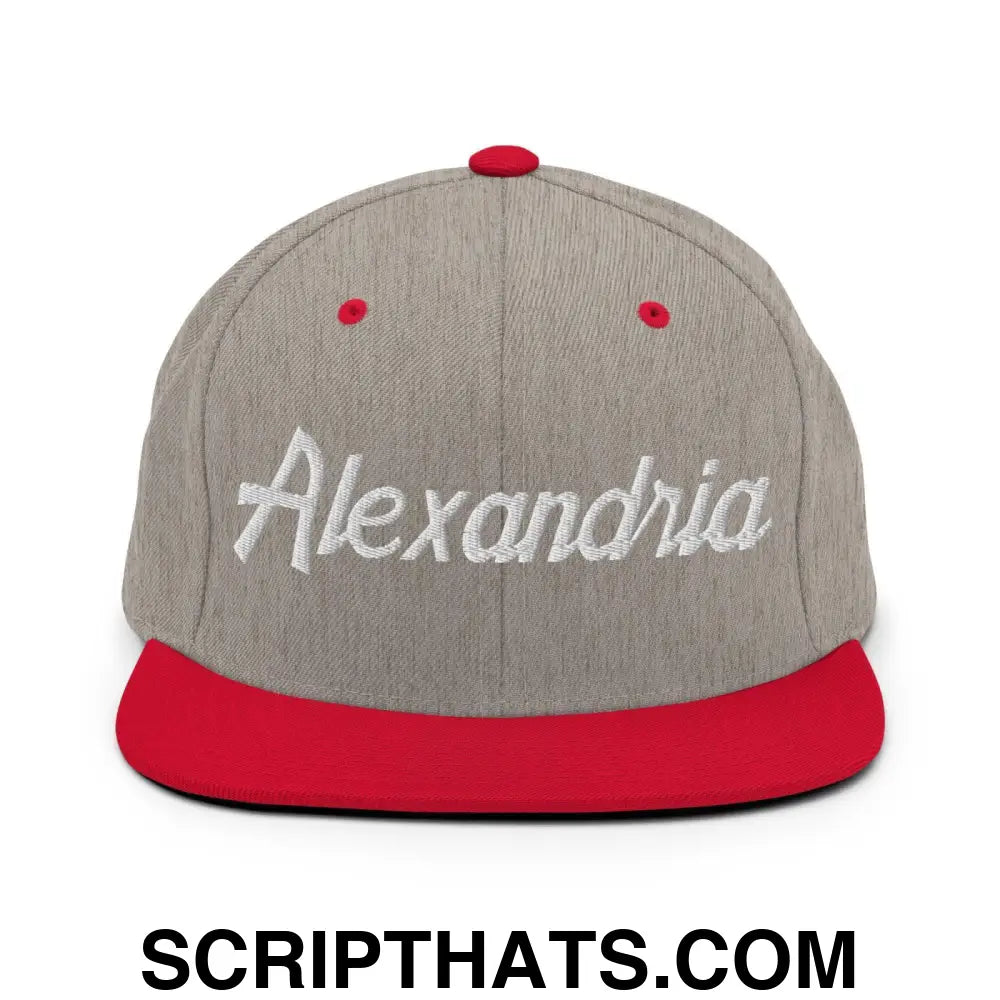 Alexandria Script Snapback Hat Heather Grey Red