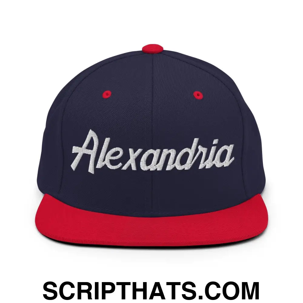 Alexandria Script Snapback Hat Navy Red