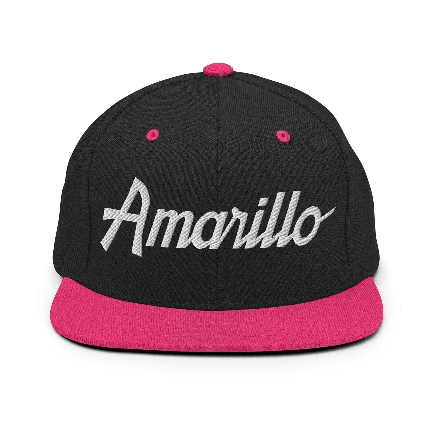 Amarillo Script Snapback Hat Black Neon Pink
