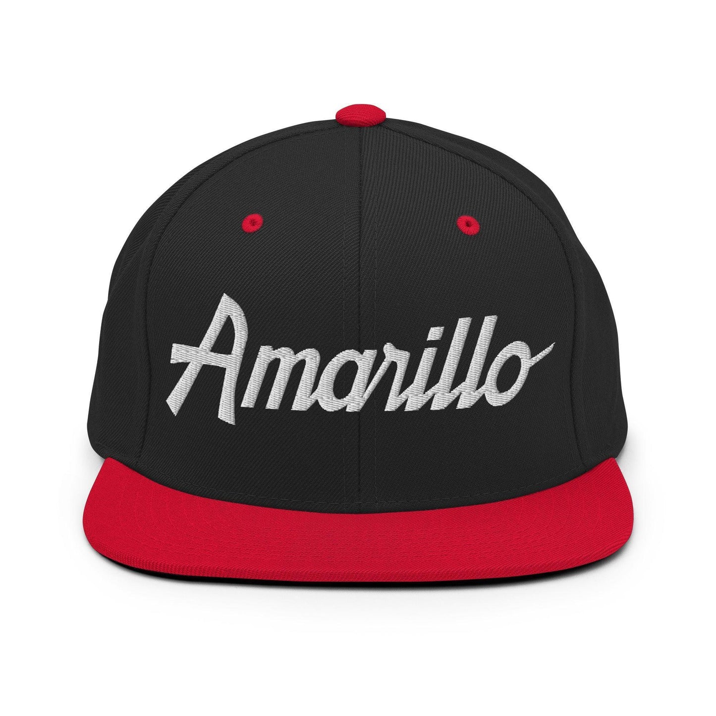 Amarillo Script Snapback Hat Black Red