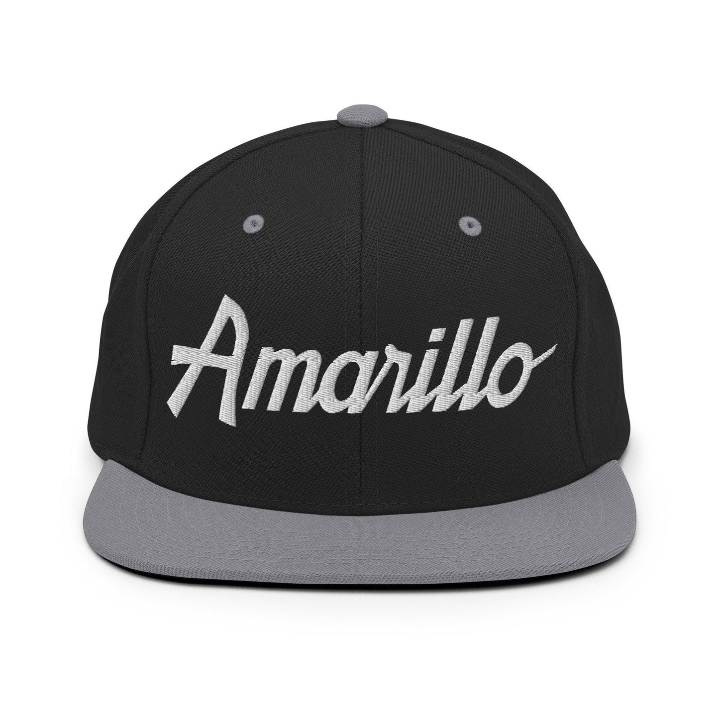 Amarillo Script Snapback Hat Black Silver
