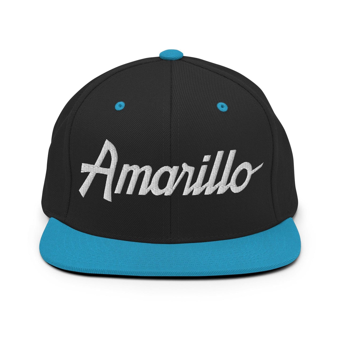 Amarillo Script Snapback Hat Black Teal