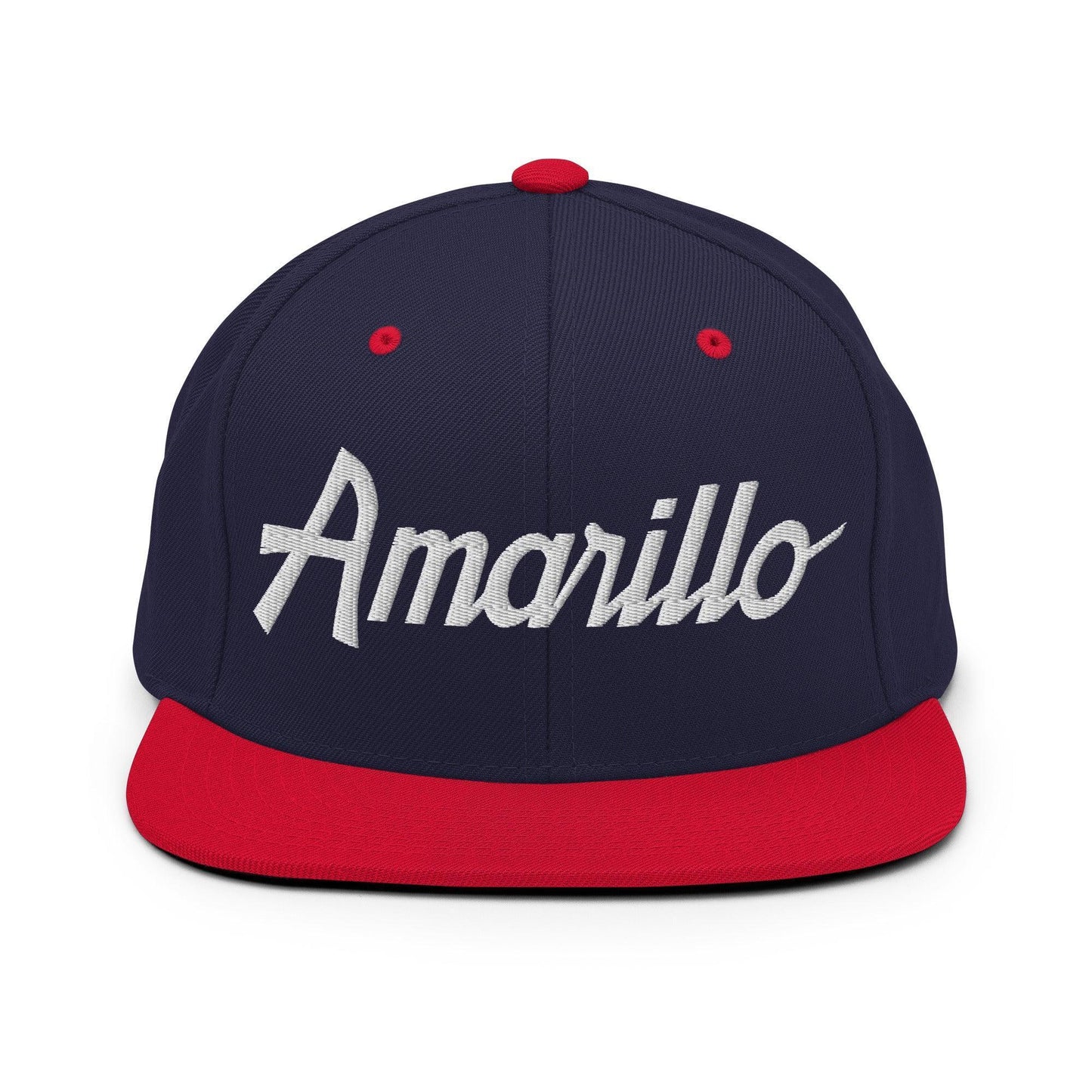 Amarillo Script Snapback Hat Navy Red