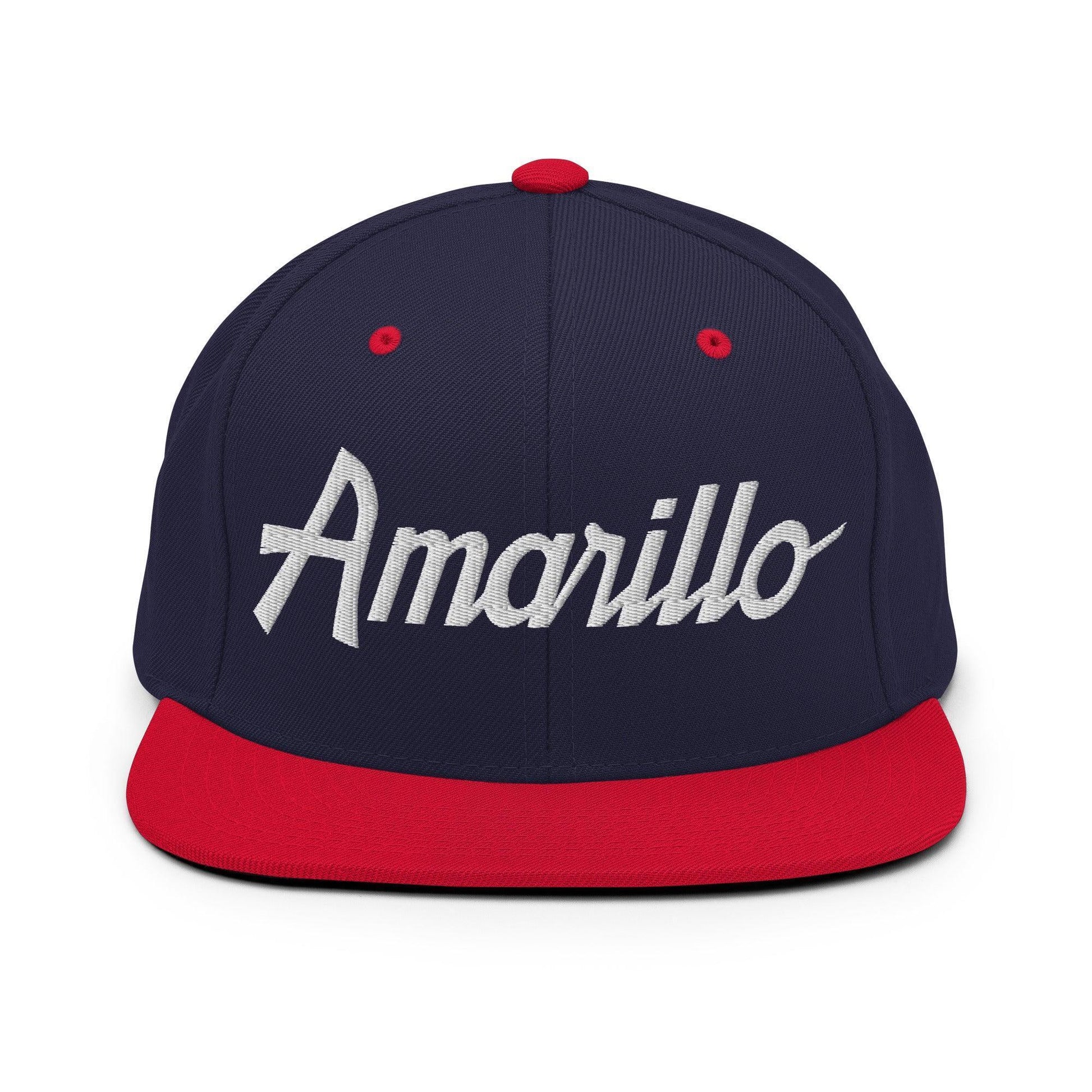 Amarillo Script Snapback Hat Navy Red