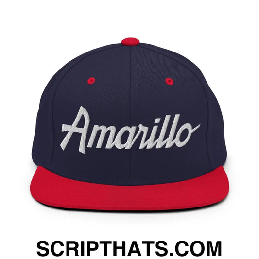 Amarillo Script Snapback Hat Navy Red