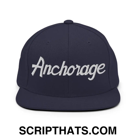 Anchorage Script Snapback Hat Navy