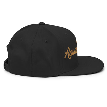 Aquascalientes Mexico Gold Vintage Sports Script Snapback Hat Black