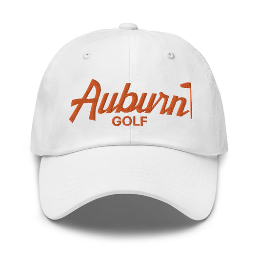 Auburn Golf Vintage Sports Script Dad Hat White