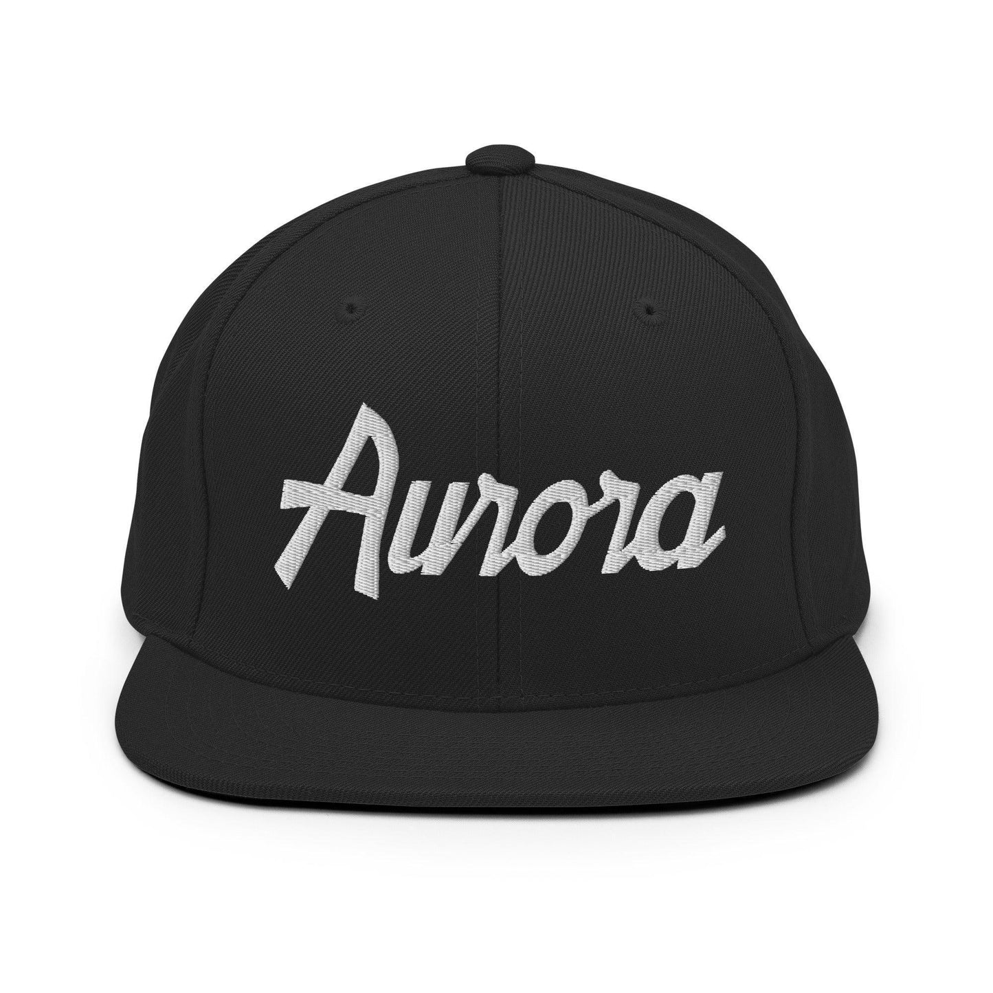 Aurora Script Snapback Hat Black